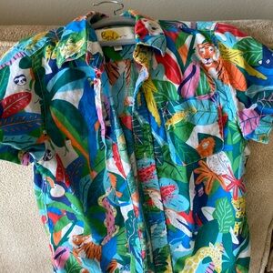 Fun animal print short sleeved button down